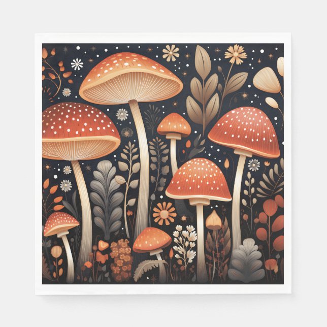 Boho Woodland mushroom mönster Pappersservett (Framsidan)