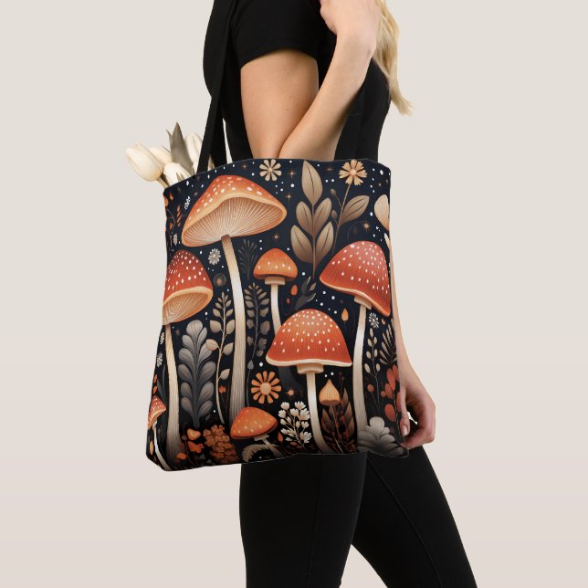 Boho Woodland mushroom mönster Tygkasse (Närbild)