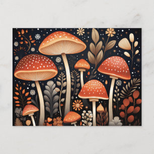 Boho Woodland mushroom mönster Vykort