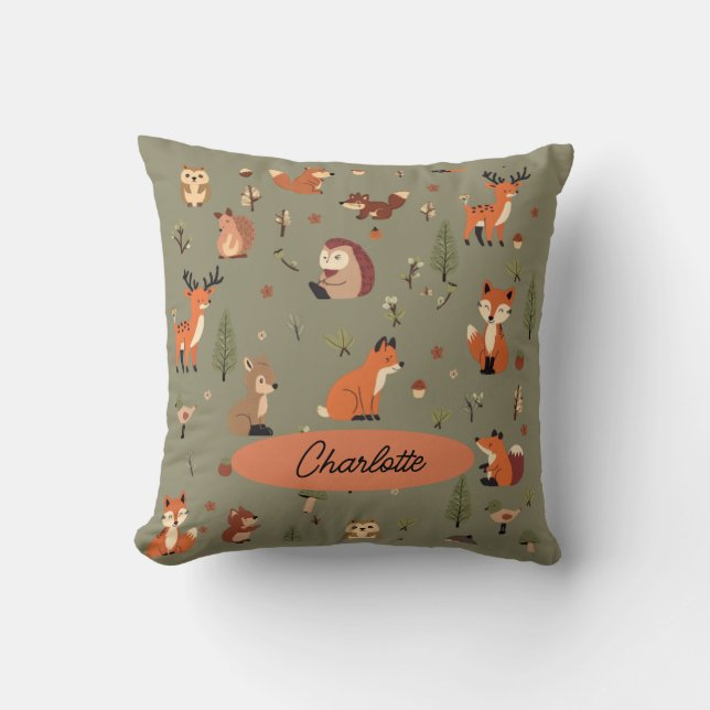 Boho Woodland Personlig Baby Kudde (Framsida)
