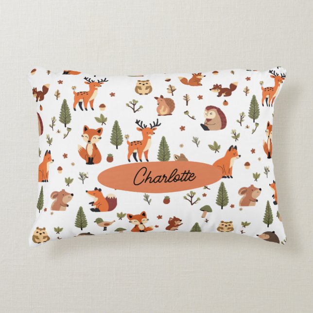 Boho Woodland Personlig Bebis Prydnadskudde (Framsidan)