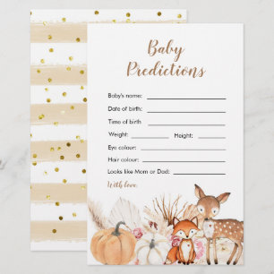 Boho Woodland Pumpkin Baby-förutsägningskort