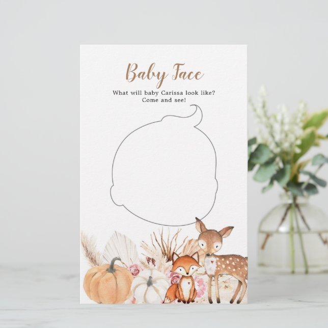 Boho Woodland Pumpkin Baby Shower Baby Ansikte (Stående Fram)