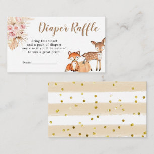 Boho Woodland Pumpkin Baby Shower Blöja Lotteri Tilläggskort