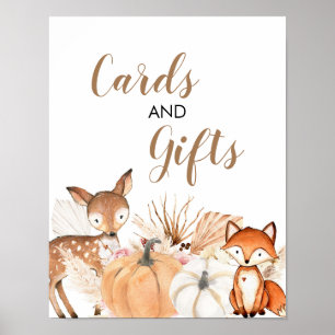 Boho Woodland Pumpkin Baby Shower Cards & Gifts Poster