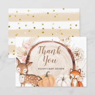 Boho Woodland Pumpkin Baby Shower - tack för ditt Kort