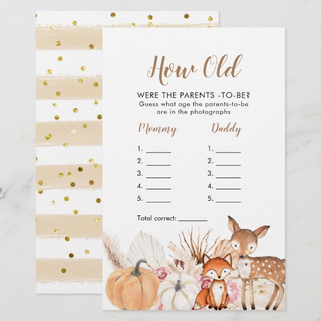 Boho Woodland Pumpkin Hur gammal var föräldrarna? (Fram/baksida)