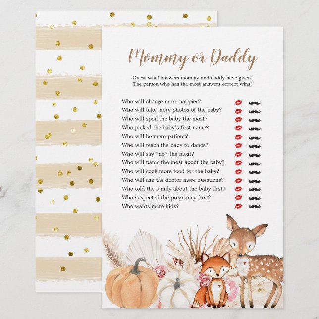 Boho Woodland Pumpkin Mamma eller pappa Games (Fram/baksida)