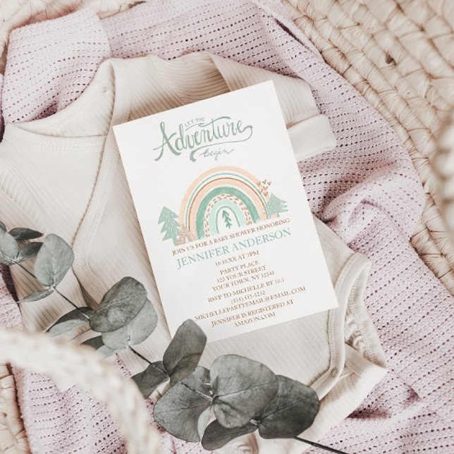Boho Woodland Rainbow Gender Neutral Baby Shower Inbjudningar (Skapare uppladdad)