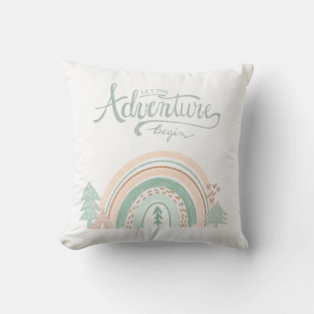 Boho Woodland Rainbow Gender Neutral Nursery Kudde (Framsida)