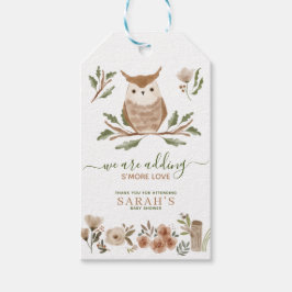 Boho Woodland Uggla Baby Shower Presentetikett