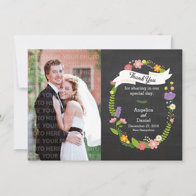 Boho Woodland Wandan på Chalkboard Bröllop (Framsida)