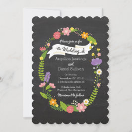Boho Woodland Wandan på Chalkboard Bröllop Inbjudningar