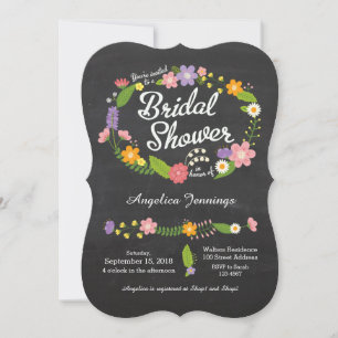 Boho Woodland Wandan på Chalkboard Bröllop Inbjudningar