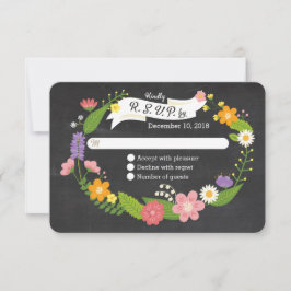 Boho Woodland Wandan på Chalkboard Bröllop OSA Kort