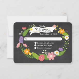 Boho Woodland Wandan på Chalkboard Bröllop OSA Kort