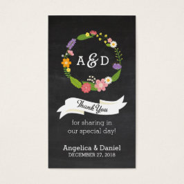 Boho Woodland Wandan på Chalkboard Bröllop Visitkort