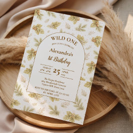 Boho Woodland Wild One Birthday Inbjudningar