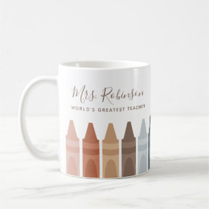Boho Worlds Greatest Teacher Crayon Kaffemugg