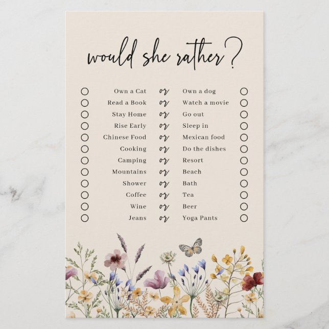 Boho Would She Rather-spel (Framsida)