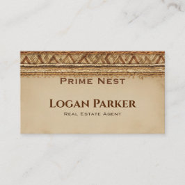 Boho Woven Texture Real Estate Business Card Visitkort