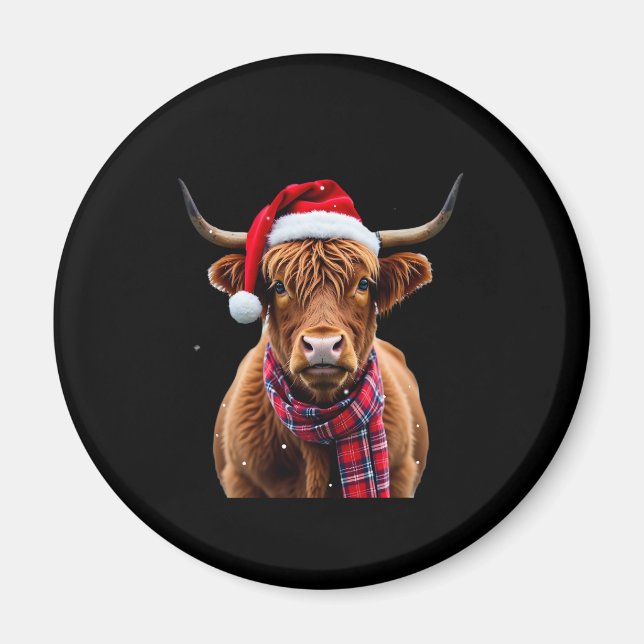Boho Xmas Christmas Highland Cow T-Shirt (2) Magnet (Framsidan)
