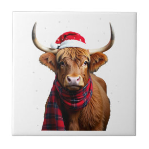 Boho Xmas jul Highland Cow T-shirt (1) Kakelplatta