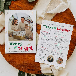 Boho Year in Review Card Family Photo Collage Arch Julkort