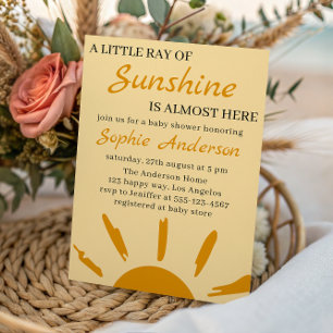 Boho Yellow En Liten Solstråle Baby Shower Inbjudningar