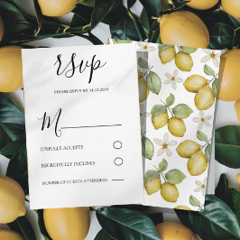 Boho Yellow Lemons Wedding RSVP OSA Kort