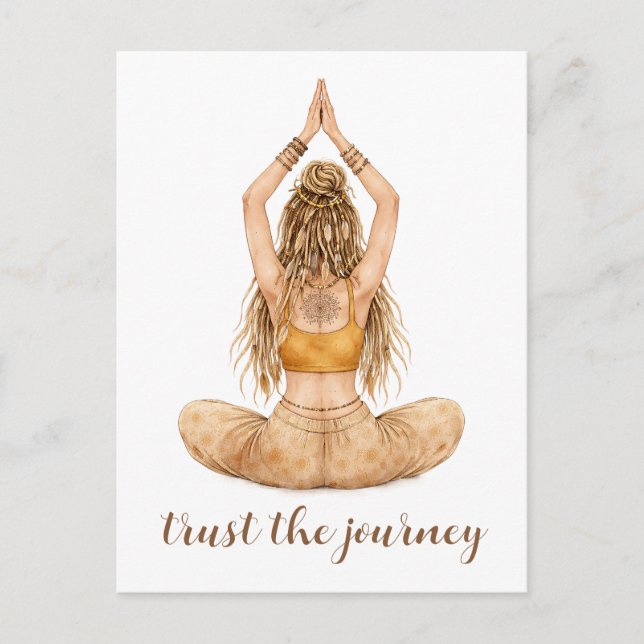 Boho Yoga Aquarell Design – Trust the Journey  Vykort (Framsida)
