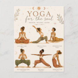 Boho Yoga Frauen Aquarell Design mit Yoga Posen Vykort
