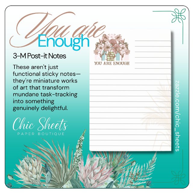 Boho You Are Enough Linjerade 3M Post-it®-lappar Post-it Block (Skapare uppladdad)