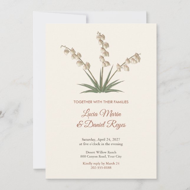Boho Yucca Blomställningar Bröllopsinbjudan Inbjudningar (Framsida)