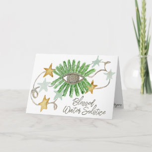 Boho Yule Cedar & Stars Winter Solstice Helgdag Kort