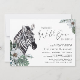 Boho Zebra Blommigt Watercolor Baby Shower Inbjudningar