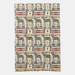 Boho Zebra Tribal Safari Mönster Kökshandduk