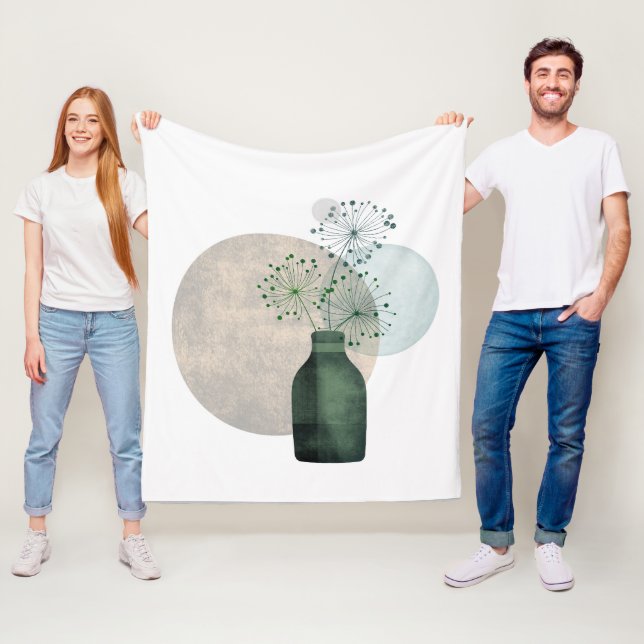 Boho Zen Blommigt Dandelions i A Flaska Fleecefilt (På plats)