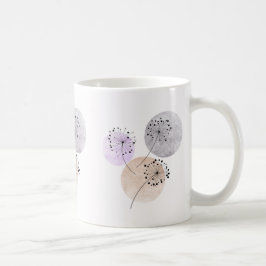 Boho Zen Dandelion Flowers on Blue Rosa Circles Kaffemugg