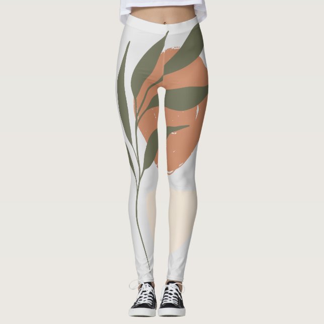 Boho Zen Minimalist Botanical Leggings (Framsida)