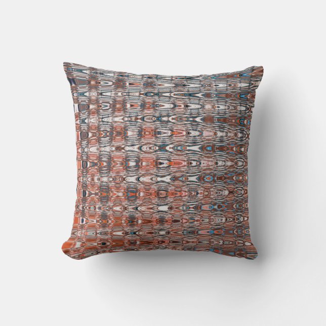 Boho Zigzag Millefiori Orange Navy Blue Abstrakt Kudde (Framsida)