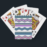 Boho Zigzag Pattern Playing Cards  Casinokort<br><div class="desc">Upgrade your game nights with these Boho Zigzag Pattern Playing Cards, featuring an artistic tribal wave design in blue, purple, teal, and white. The stylish bohemian aesthetic makes every shuffle visually stunning and adds a unique personality to poker nights, family card games, and party fun. Professionally printed for long-lasting durability,...</div>
