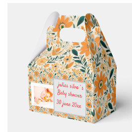 bohoPERSONALIZED WHITE ORANGESHOWER-inbjudan Presentaskar