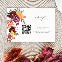 BoId-vattenfärgsbloom bröllop QR för hösten-Blommi OSA Kort
