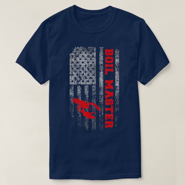 Boil Master Kräftor American Flagga Crawpappa Cray T Shirt (Design framsida)