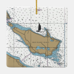 Bois Blanc Island MI-diagram Julgransprydnad Keramik