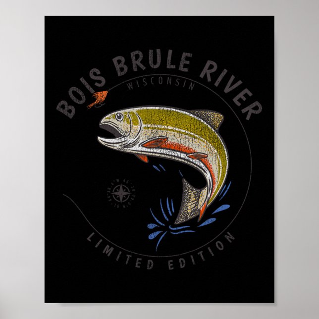 Bois Brule River Wisconsin flugfiske souvenir Bo Poster (Framsidan)