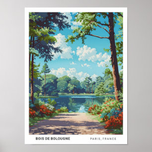 Bois de Bolougne Paris Frankrike Vintage resor Poster