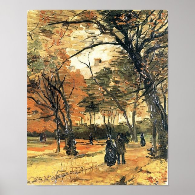Bois de Boulogne People Walking Van Gogh Fine Art Poster (Framsidan)