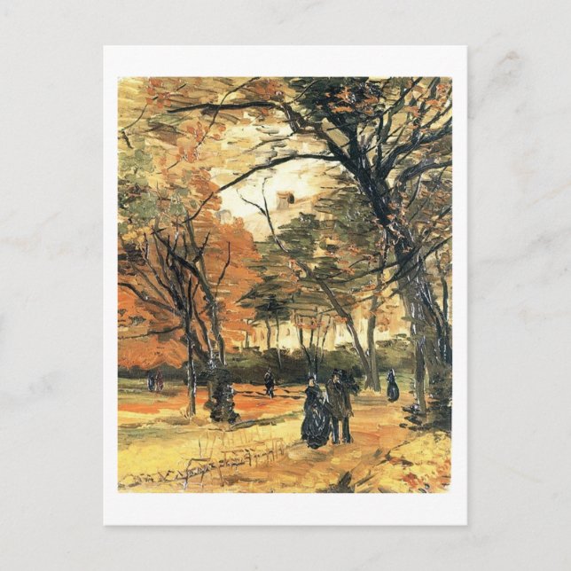 Bois de Boulogne, People Walking, Vincent van Gogh Vykort (Framsida)